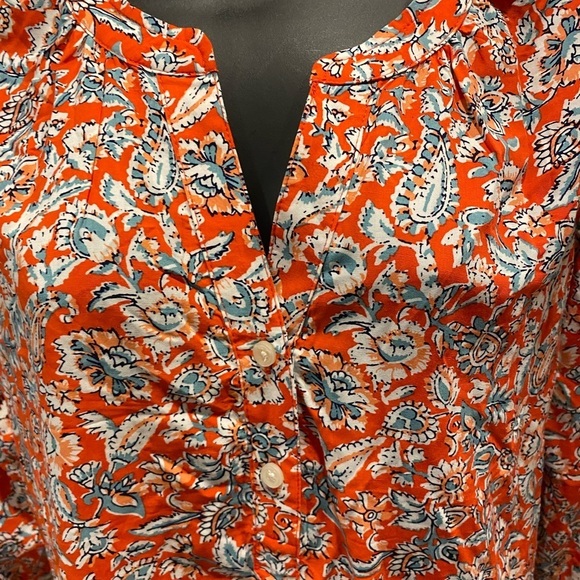 New NWT Old Navy Women Floral V Neck Long Sleeve Blouse Small Red blue - Picture 2 of 5